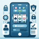 Moderni nettikasino-aiheinen kuva: mobiililaite, peliautomaatit, turvallisuuskuvakkeet ja vastuullinen pelaaminen - skandinaavinen, selkeä tyyli