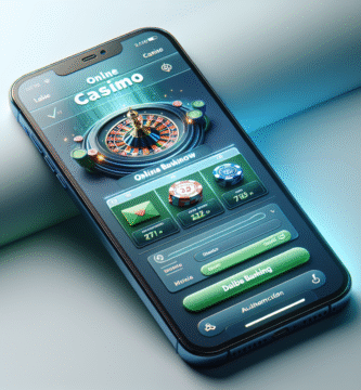 Moderni ja selkeä kuva: mobiililaite, joka näyttää nettikasinon pelinäkymän ja verkkopankin vahvistusikkunan, tyylikäs sinivihreä värimaailma